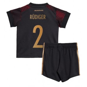 Niemcy Antonio Rudiger #2 Koszulka Wyjazdowych Dziecięca MŚ 2022 Krótki Rękaw (+ Krótkie spodenki)